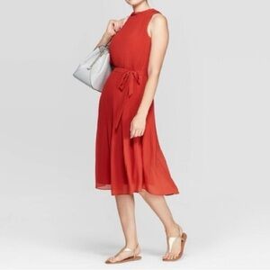 A New Day  Plaited Midi Dress High Neck Sleeveless Size Small